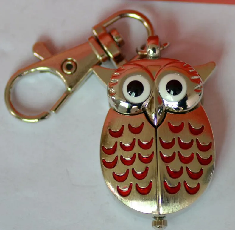 Partihandel 100st / Söt Vintage Night Owl Halsband Hängsmycke Quartz Pocket Watch Necklace Owl Klockor pw008