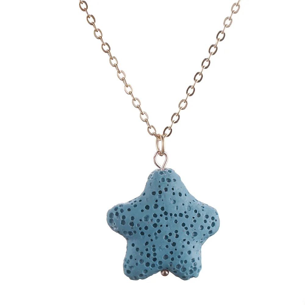 Starfish Noir Lava Pierre Collier Aromathérapie Huile Essentielle Diffuseur De Parfum Pendentif Collier pour femmes bijoux