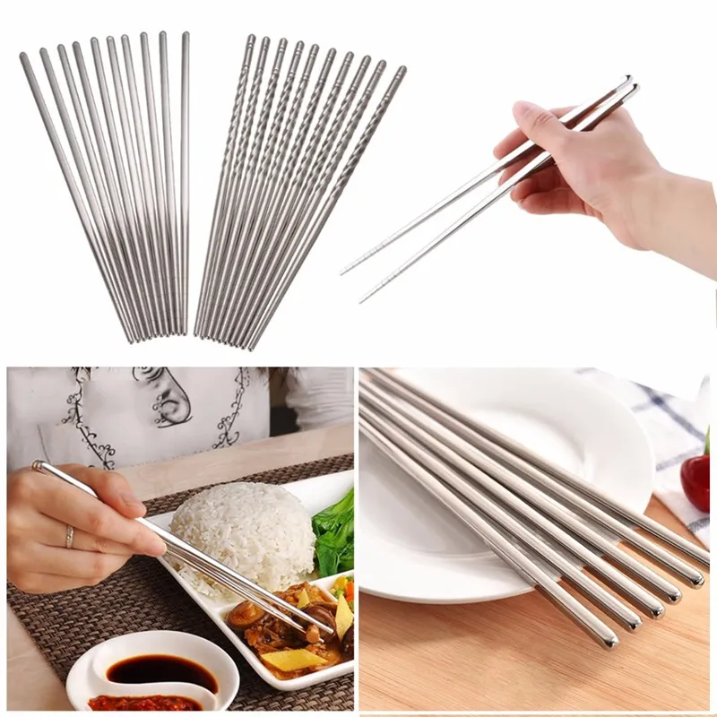 Paslanmaz Çelik Çubuklarını Spiral Kullanımlık Chop Sopa Dayanıklı Gıda Sopa Chopstick Çin Chopstick Gümüş Ev Restoran Sofra