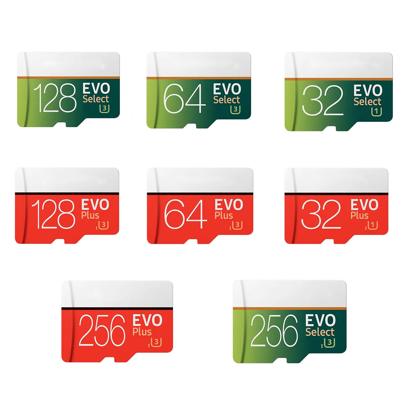 EVO Plus vs EVO Selecione 256GB 128GB 64GB 32GB Memória TF Trans Flash Cartão de alta velocidade para câmeras Smart Phones
