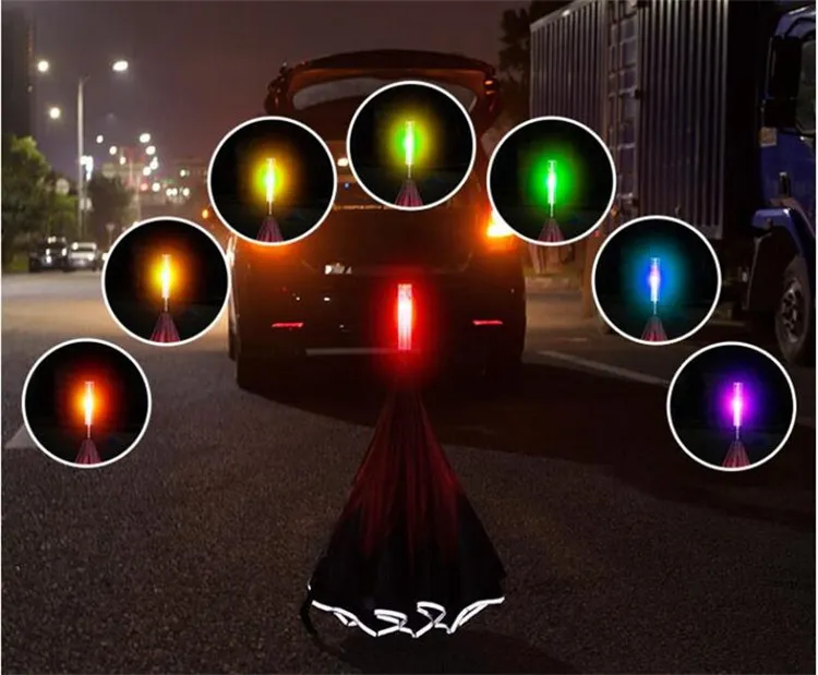 6 Kleur Nieuw Ontwerp LED Omgekeerde reizen omgekeerde paraplu auto's Waarschuwing met zaklamp voor nachtveilige geschenken Flash-paraplu DHL FEDEX GRATIS