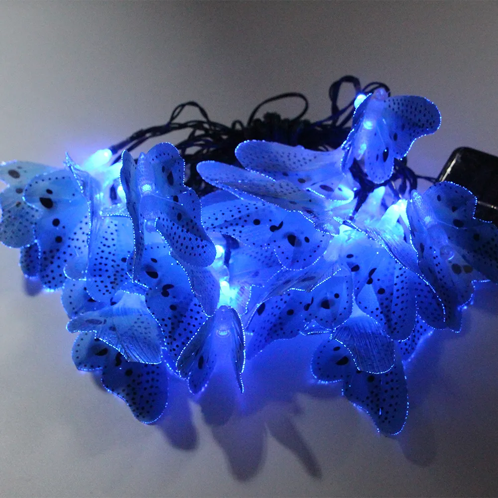 6m 20 LED butterfly fairy string light christmas solar power fiber optic butterfly led fairy light wedding party garden garland