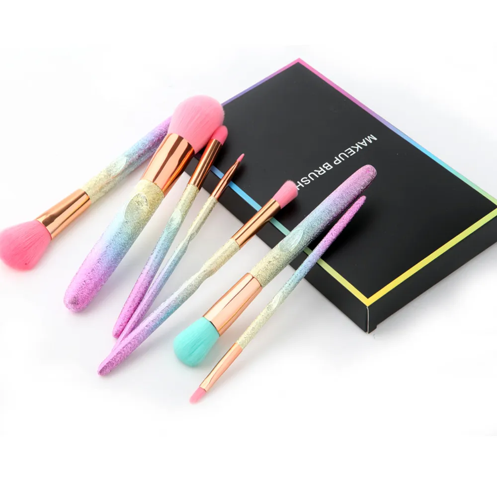 3D Gradient Pink Purple Blue Pro Beauty Tool Makeup Brushes Kits For Blush Bulk Powder Eye Shadow Highlight