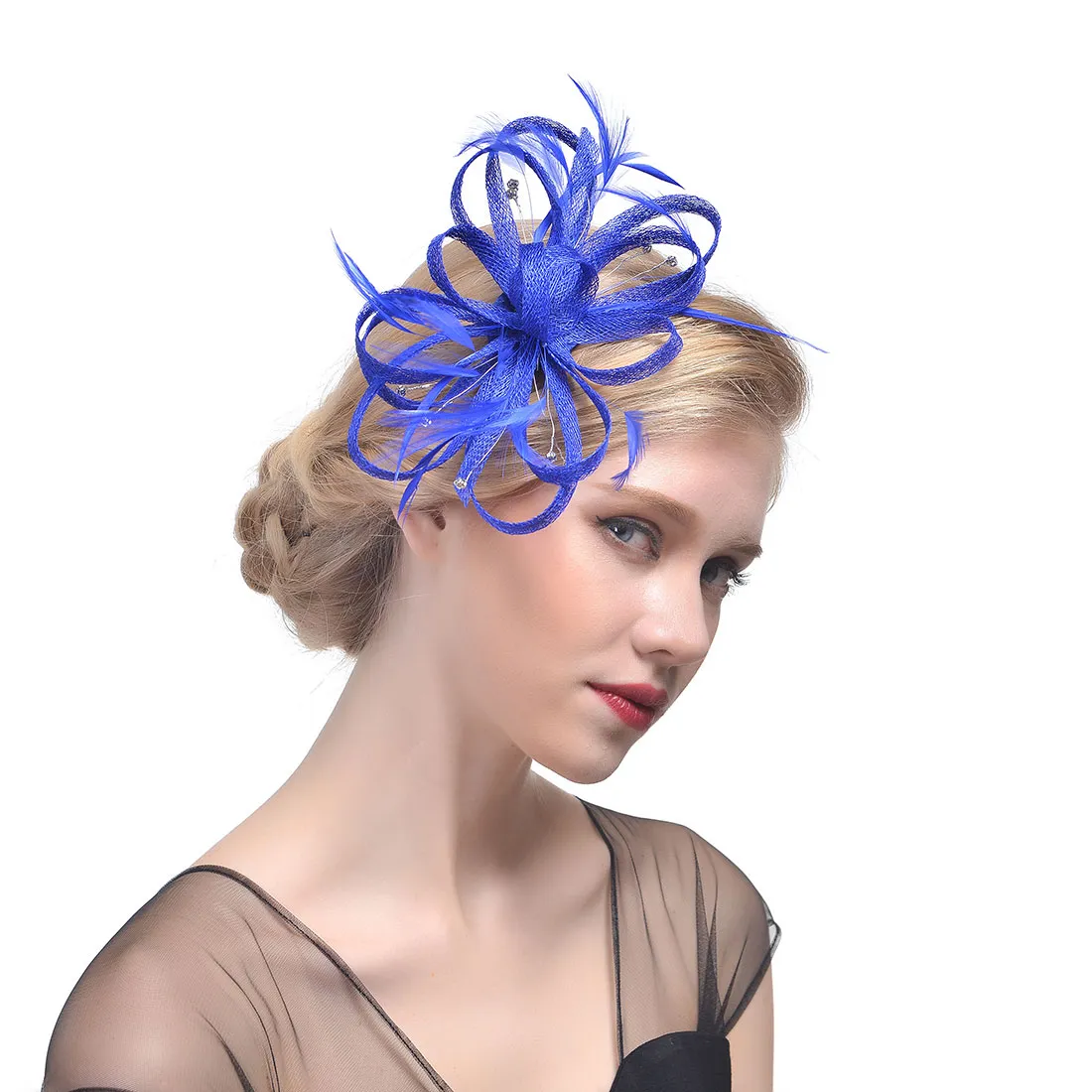 Sombreros nupciales Plumas Flores de lino Accesorios para el cabello Beading Girls Party Cabello Decoración Chapeau Femme3655330