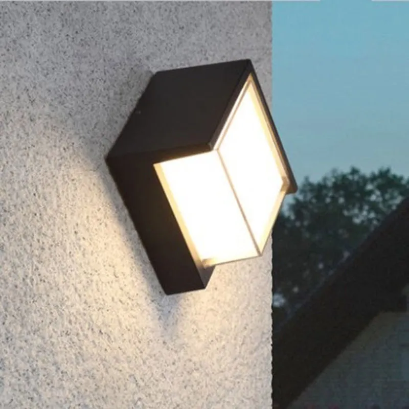 Outdoor Indoor Wall Lamp Aluminum Surface 12W Warm White LED Round And Square Waterproof IP54 Garden Lights