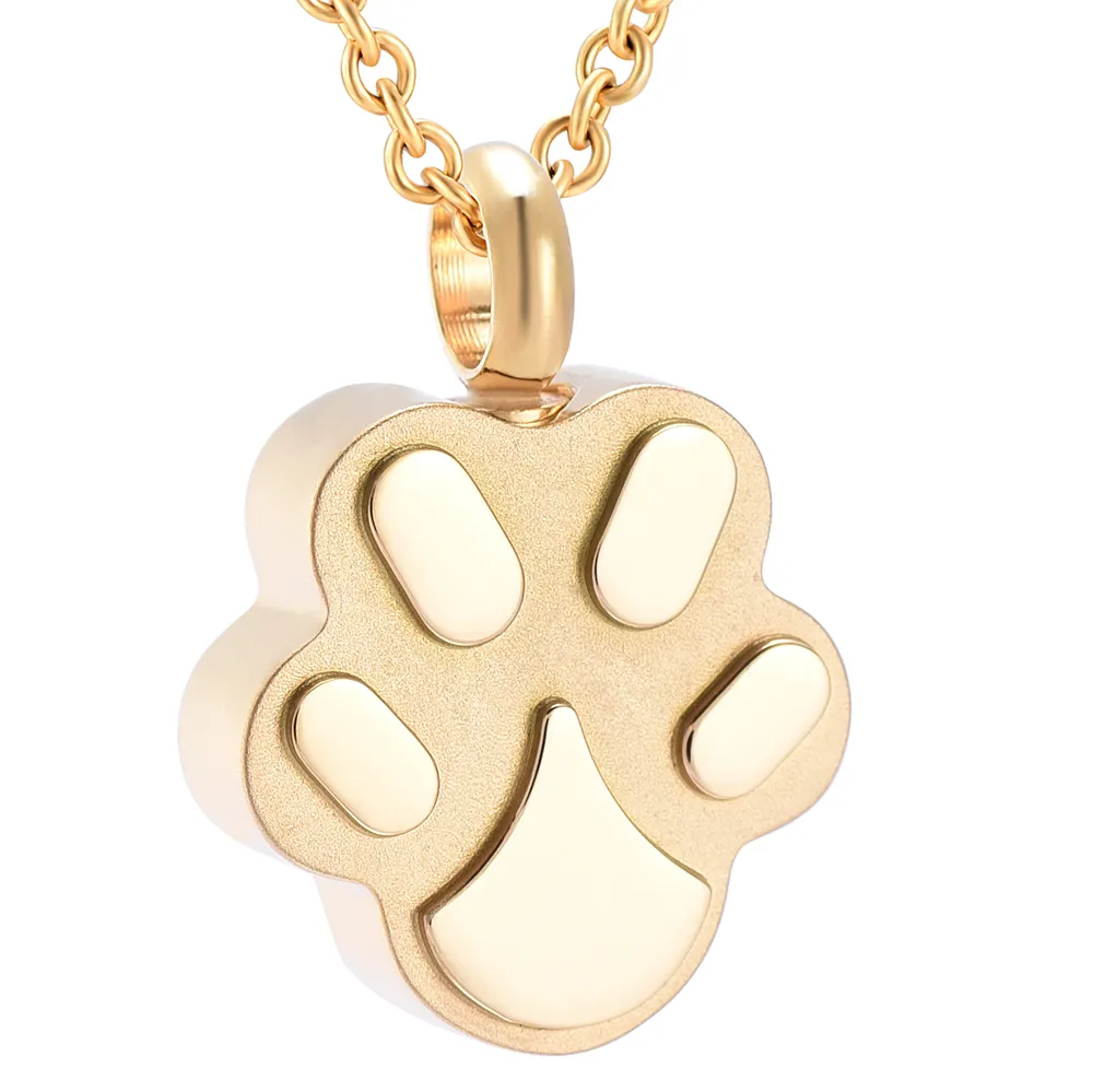 IJD9292 Paw Shape Stainless Steel Cremation Pendant Necklace Pet Memory Funeral Ashes Keepsake Urn Necklace Jewelry