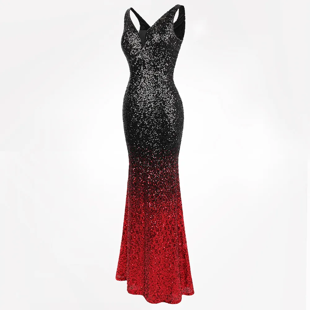 Red and black gradient sequins fabric children's wear DIY dress