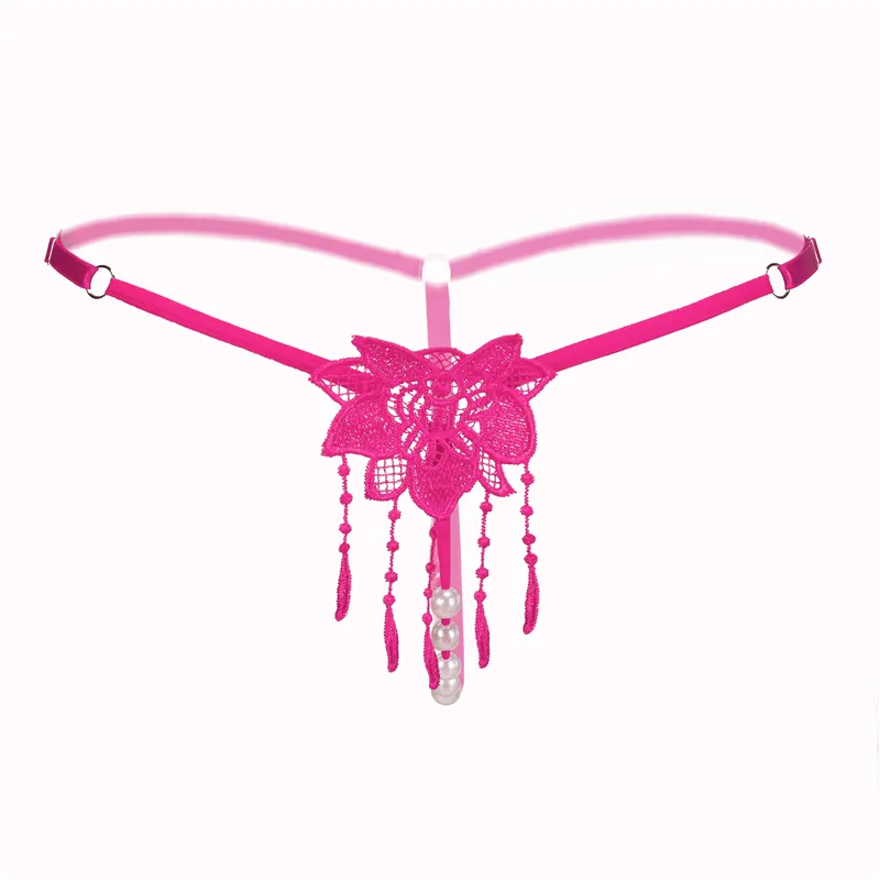 Culottes sexy femmes sous-vêtements bikini string lingerie glands perle sans couture hipster rose culotte dentelle fleur florale tongs érotiques string
