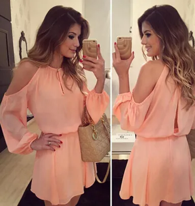 Summer Fashion Chiffon Dresses Off the Shoulder Long Solid Casual Dress Women Clothing