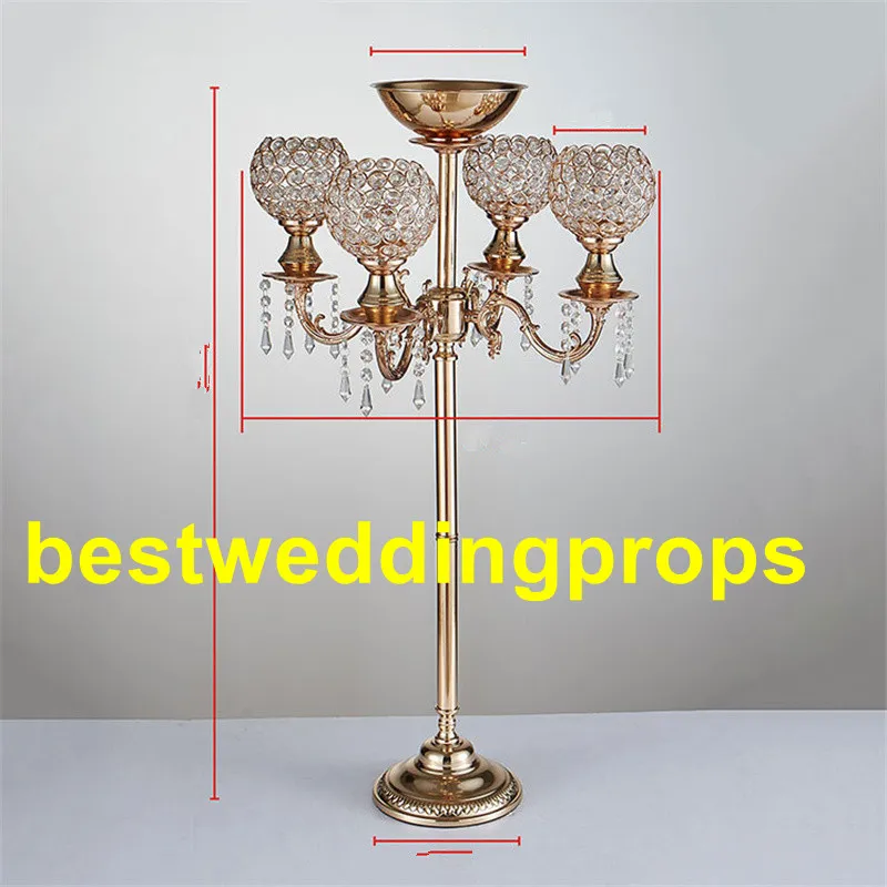 Dekoration Nya produkter Elegant Tall Guldfärg Kristall Stativ Bröllop Blomma Vase För Bröllop Mittorpieces Fashion Party Best0022