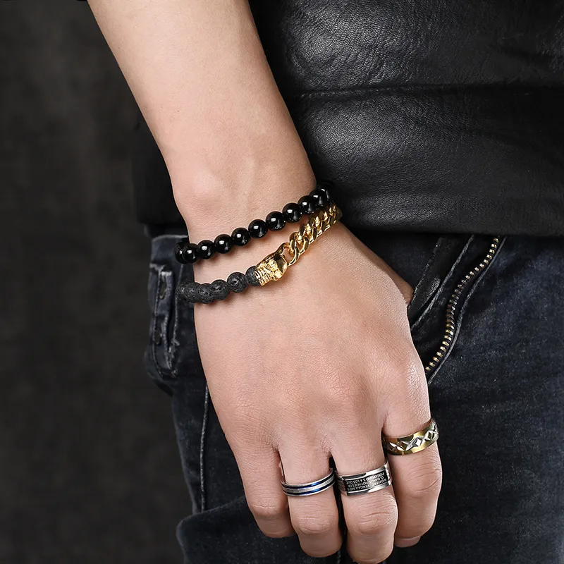 Mens Gothic Lava Beaded Elastic Personalized Bracelets For Men Punk Dubai  Gold Silver Color Link Chain Jewelry, Cool Accessories And Gifts From  Sskalen, $8.02