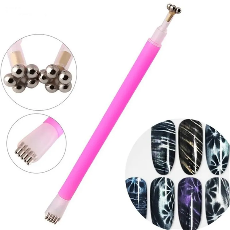 Ny Nail Art Magnet Stick Dubbel Head Cat Eye Magnet Pen Blomma Line Strip Effect Nail Makeup