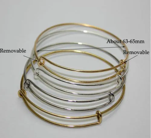Fashion Expandable Wire Bangle Bracelet Adjustable Gold Silver Tone Charms DIY for Women Men Jewelry
