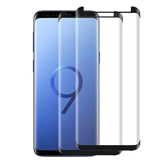 Protecteur d'écran en verre trempé pour Samsung Galaxy S9 S9 + Note 20 10 9 8 S8 S8 + Plus S7 S10 S10e S20 Ultra S21 Colle à bord incurvé 3D avec boîte de vente au détail