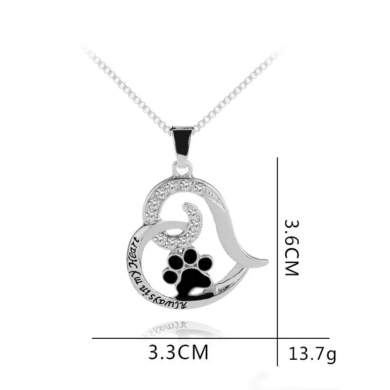 Halskette „Always In My Heart“, handgestempelter Initial-Gedenkschmuck, Haustier-Gedenkhalskette mit Pfoten-Halskette, personalisiertes Geschenk für Hundeliebhaber, Geschenke zum Verlust von Haustieren