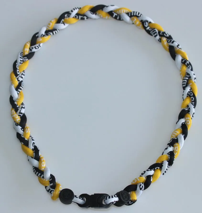 Collier De Sport Tornado 20 - Titane - Noir Et Jaune - Tressé 3 Cordes - Neuf