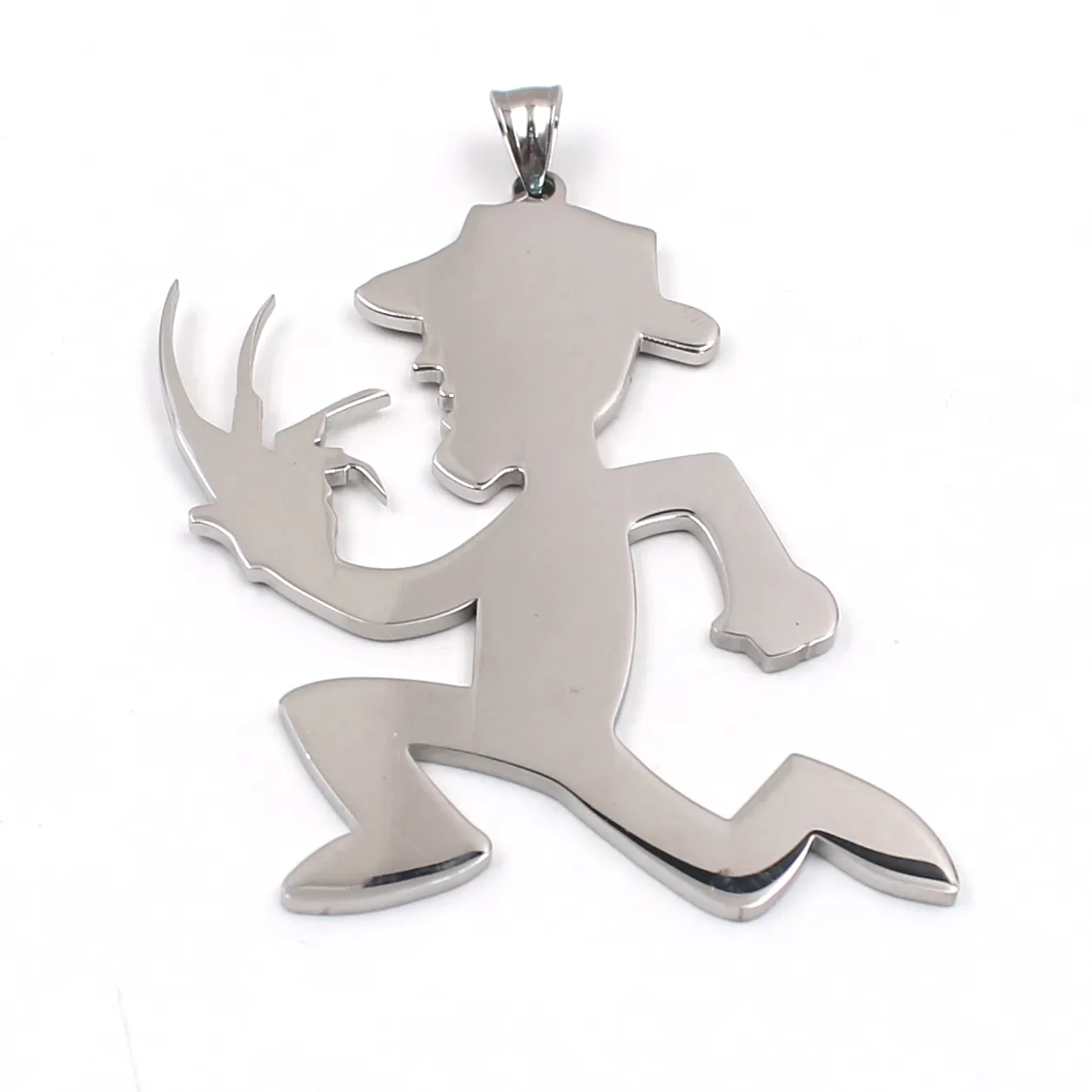 ship GNAYY Large 2 inch Stainless Steel ICP Crazy clown Hatchetman Mens pendant necklace Punk Jewelry for Mens rolo chain212g