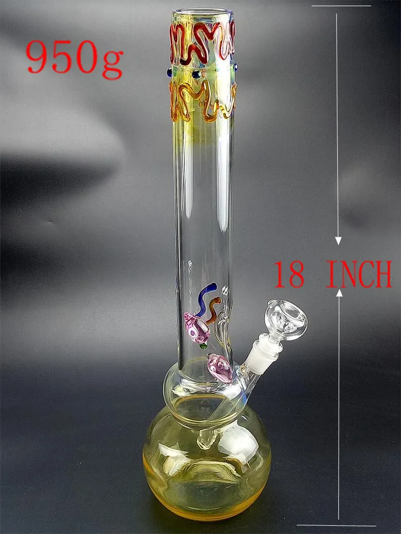 Bong de 18" Tubo Reto Beaker Congelável Tubos de Água de Vidro Construa um Bong Dab Tubos de Água para Plataforma de Petróleo Com Tigela de 19mm