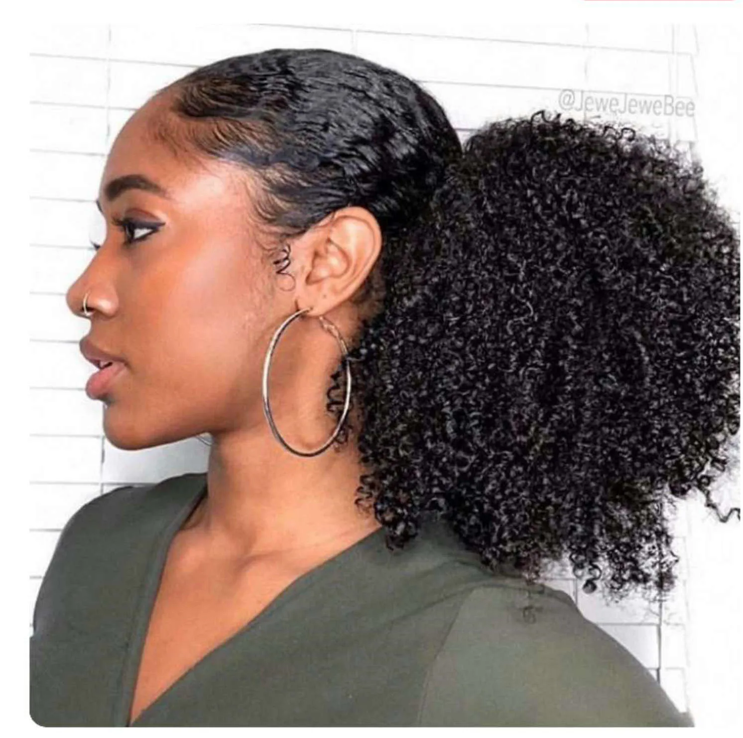 Short puff Afro Kinky Curly Hair Ponytail Hair extension Drawstring Ponytails Pieces Buns Peruca natural color