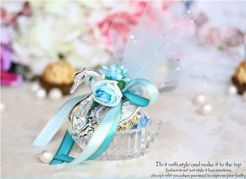 New wedding favors Acrylic Silver Swan Sweet Wedding Gift Jewely Candy box Candy gift box Wedding Favors holders