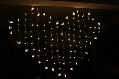 128LED 2M * 1.6M Blinkende Lichter Sterne Romantischer Vorschlag Kreative Layout Farbe Schmetterling Anhänger Geburtstag Zimmer Dekor