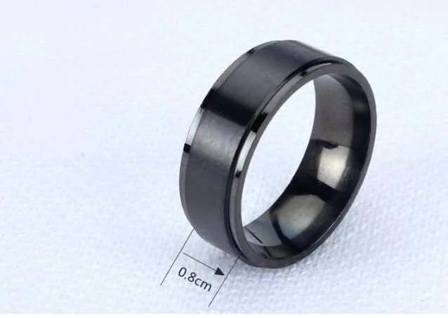 2018 hot sale 8 MM Mens Womens Titanium Aço Inoxidável Banda Anel com Top Escovado Plana Polido Borda Chanfrada EUA Tamanho 7-12