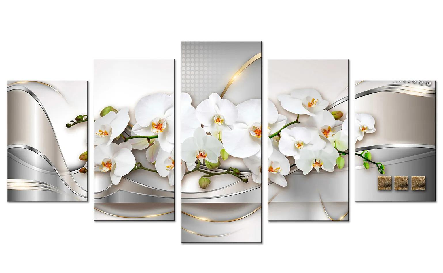 Orchideenleinwand ist gemaltes Drucken, Wandmalereikunstzusammenfassungsgrafiklinie weiße Blumen des Hintergrundes werden ohne Rahmen für Familie verziert