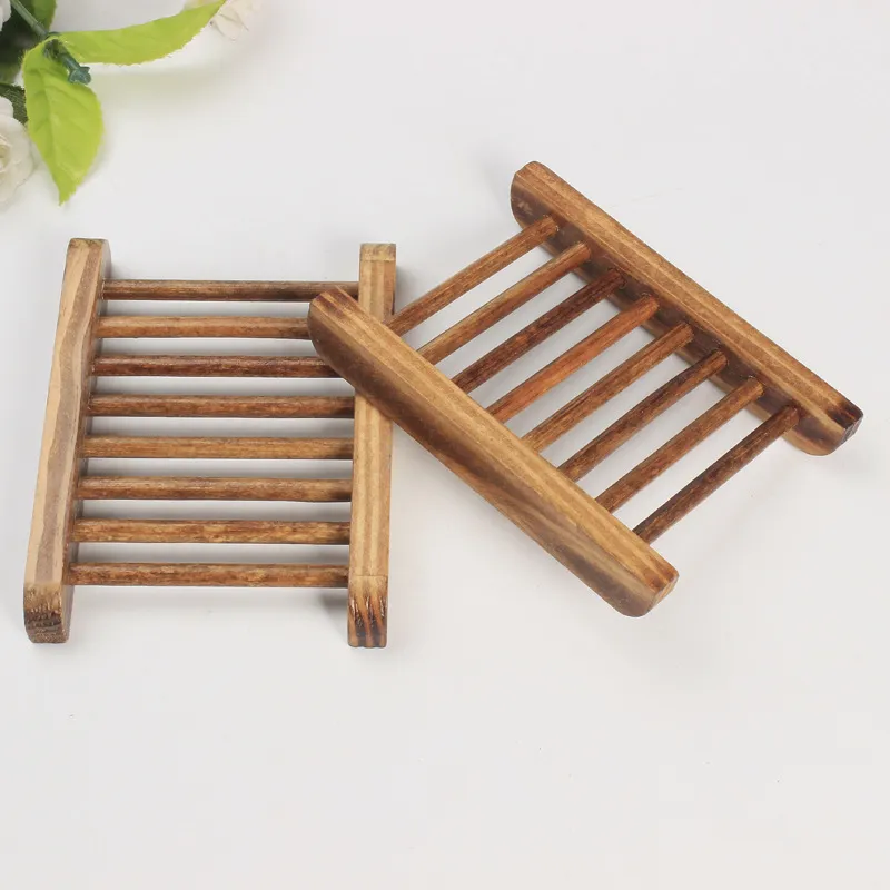 Good sell Dark Wood Soap Dish Wooden Soap Tray Holder Storage Soap Rack Plate Box Container for Bath Shower Plate Bathroom