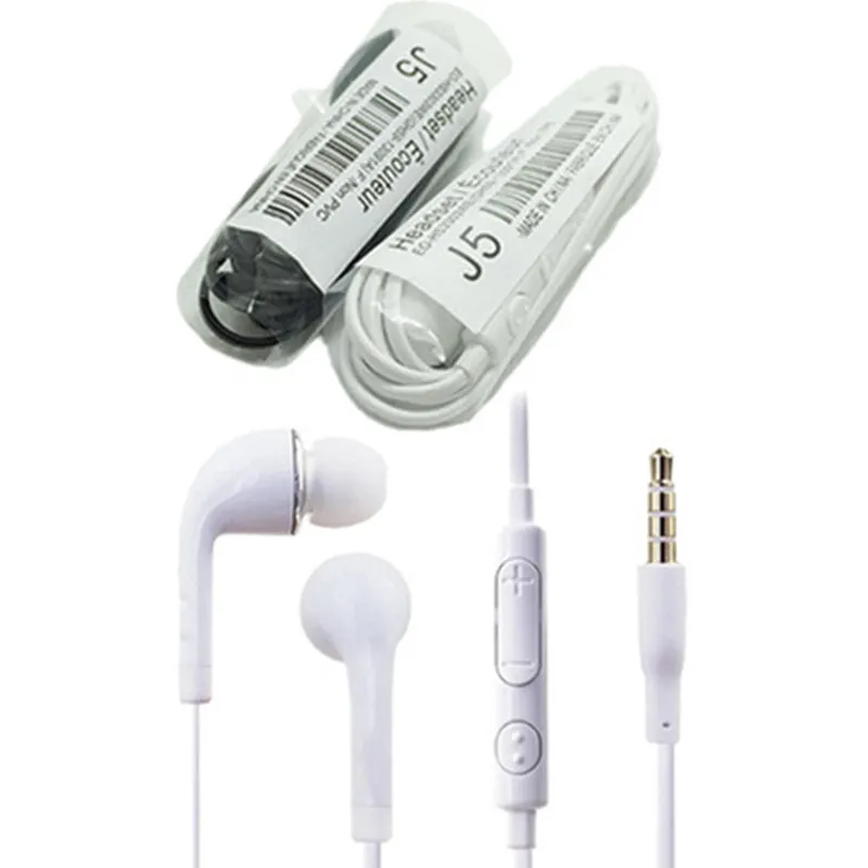 J5 Earphone In-Ear Headset Stereo with Mic and Remote Headphone for Samsung Galaxy S7 S6 S5 S4 100pcs/up