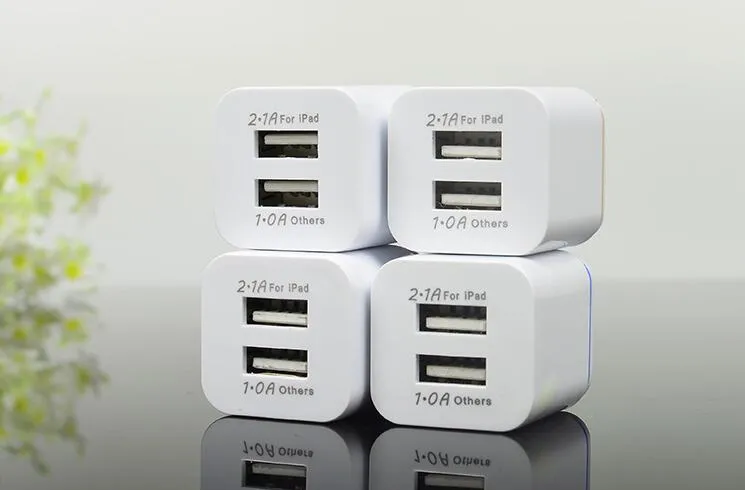 Dual USB-väggladdare US-kontakt 2.1a AC Power DAPTER 2 USB-väggladdare för Samsung Galaxy / Iphone / Android-telefoner