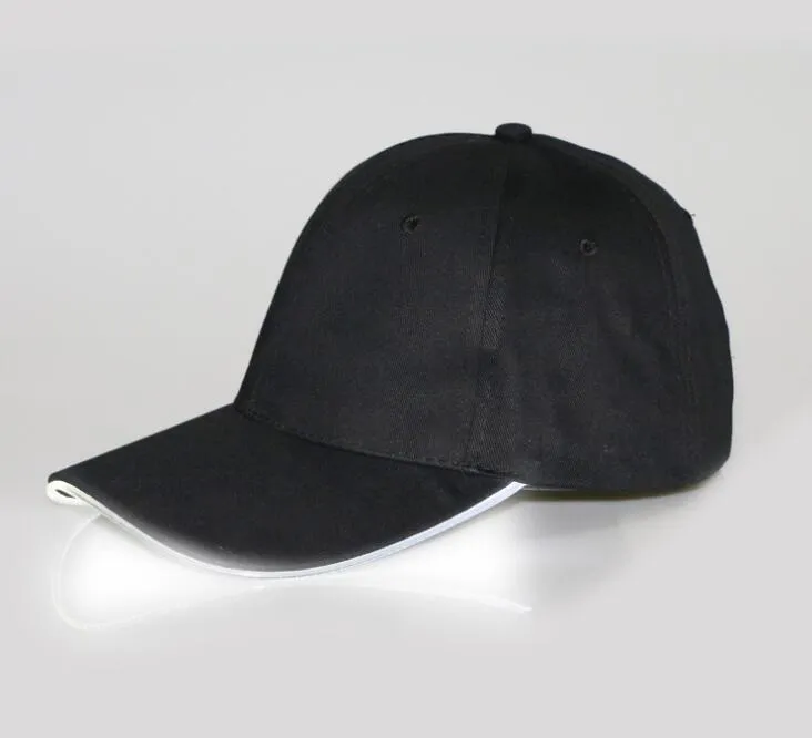 Recién llegado, sombrero con luz LED, sombrero brillante, tela negra para gorras de béisbol para adultos, es luminosos para selección, tamaño de ajuste, fiesta de Navidad