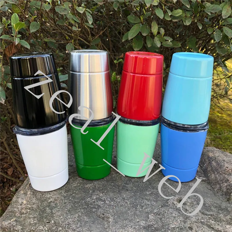 Copos de vinho de 9 onças de parede dupla de parede dupla a vácuo caneca isolada de aço inoxidável com canudinho com palha de 9 onças de caneca infantil