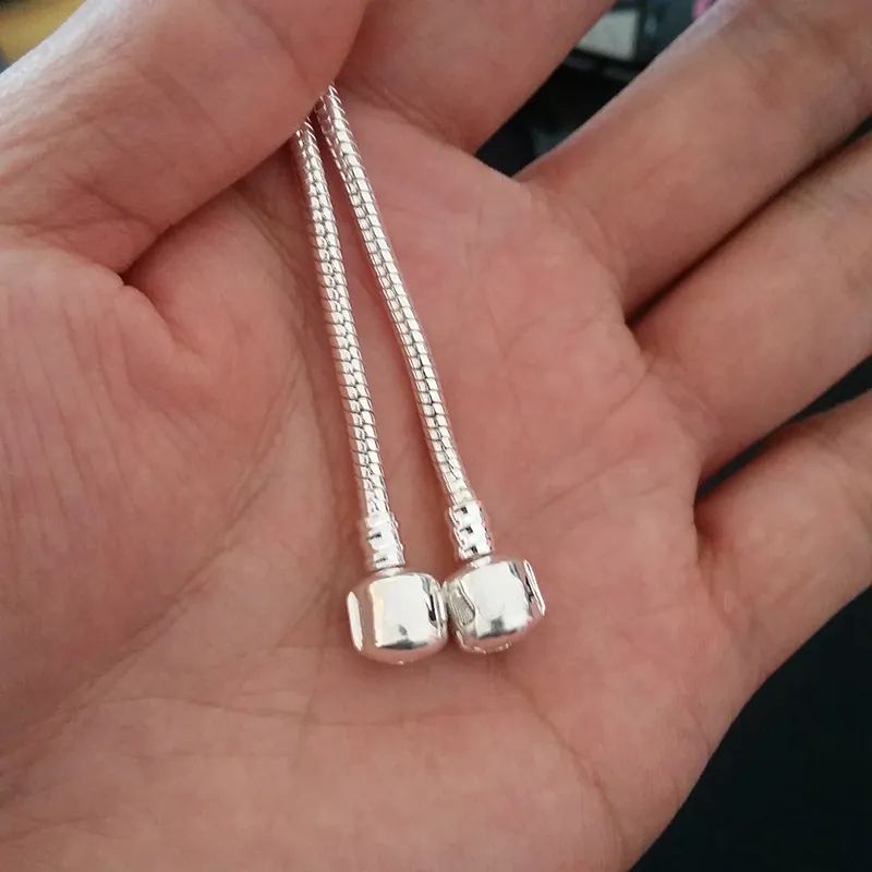 Fábrica Al Por Mayor 925 Pulseras Plateadas de Plata 3mm Serpiente Cadena Fit Pandora Charm Beads Pulsera Fabricación de Joyas para Hombres mujeres