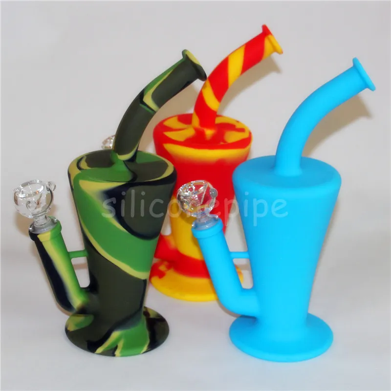 cone type silicon water pipes silicone bong removable silicon long bongs pipe glass bongs height 10 4 silicone water bong joint 14mm dhl