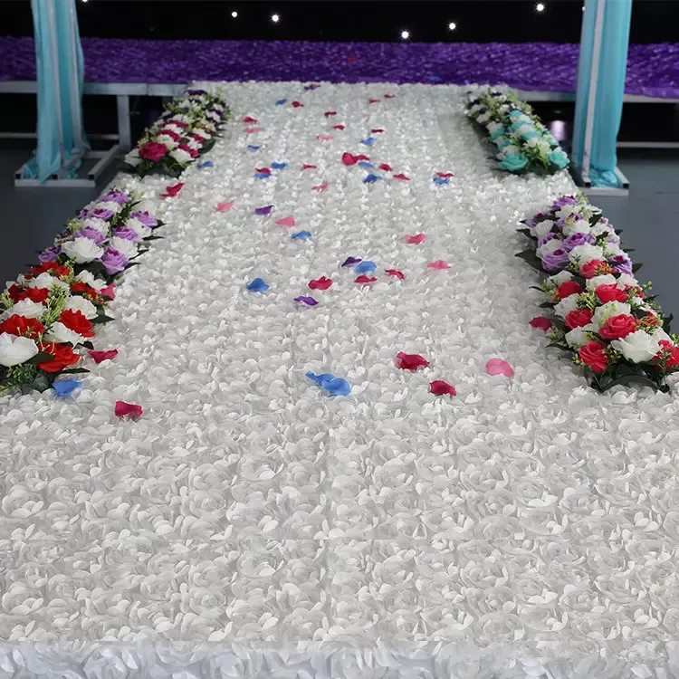 Púrpura 3D Pétalo de rosa Decoraciones de mesa de boda Fondo Favores de boda Alfombra roja Corredor de pasillo para decoración de fiesta de boda Supp8491865