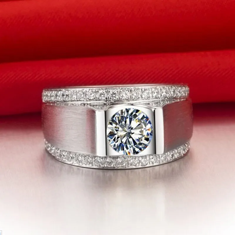 Mode smycken fina smycken solitaire män ring 2ct cz birthstones 925 sterling silver engagemang bröllop bandring