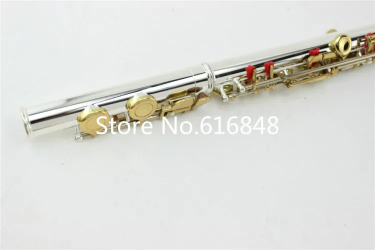 MARGEWATE versilberte Flöte FL-362, kleiner Ellenbogenkopf, 16 Schlüssellöcher, offener silberner Körper, goldene Tasten, C-Stimmung, Flöteninstrument, Flauta