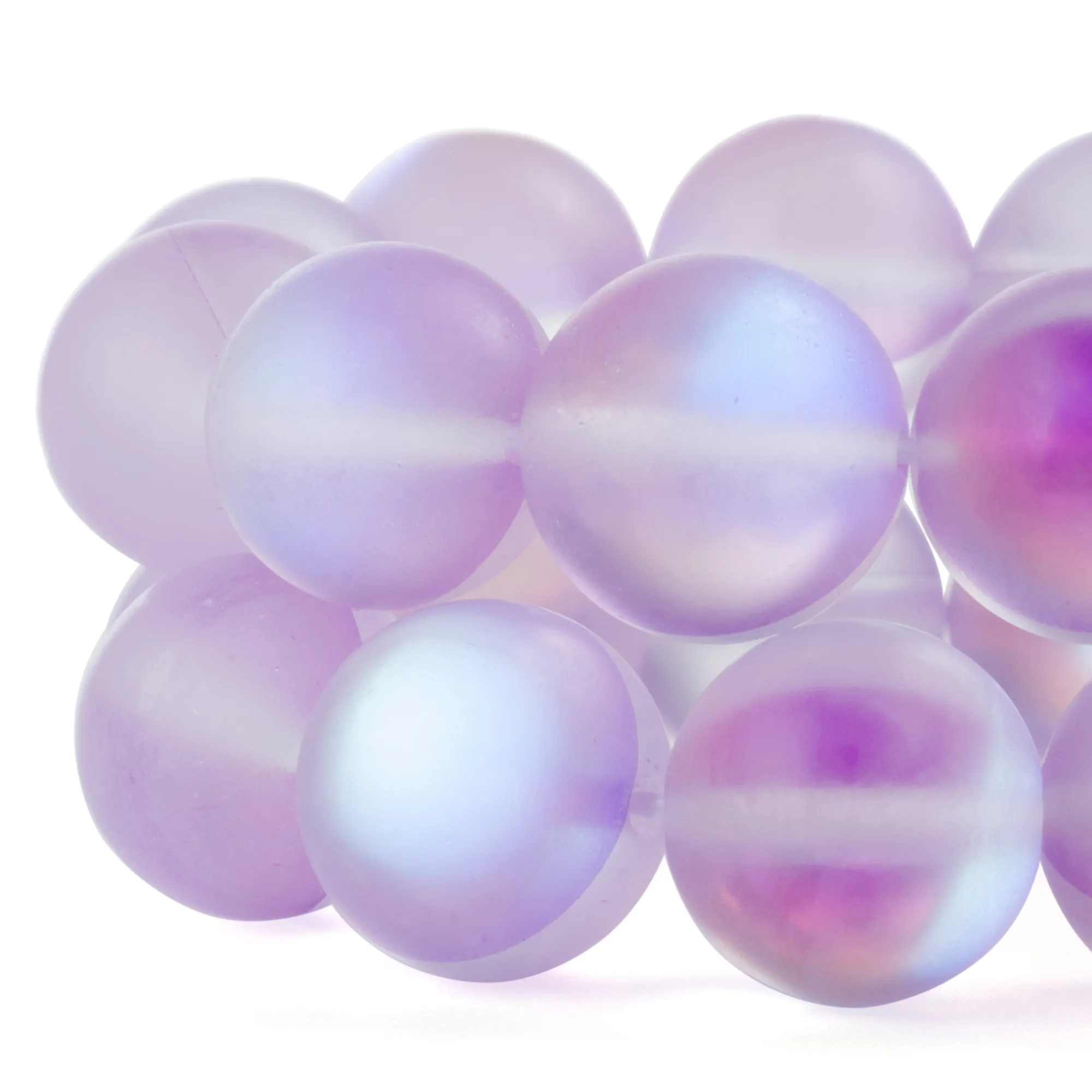 Круглые матовые бусины из лунного камня светло-фиолетового цвета с хрустальным стеклом Aura AB матовые бусины Spectrolite для изготовления ювелирных изделий 1 прядь 15 дюймов 6-12 мм