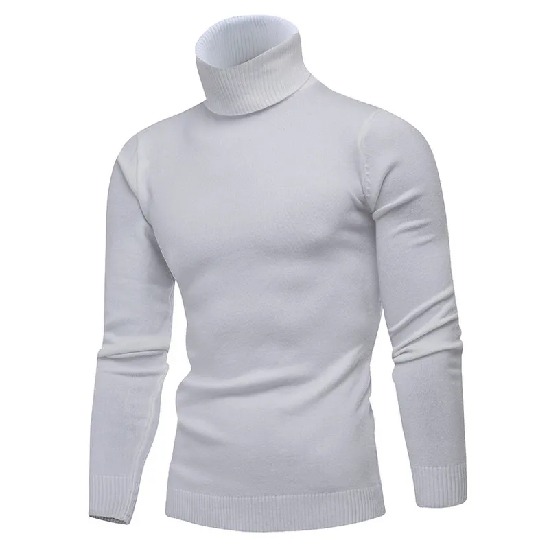 Hiver col haut épais chaud pull hommes col roulé marque hommes chandails Slim Fit pull hommes tricots mâle Double col