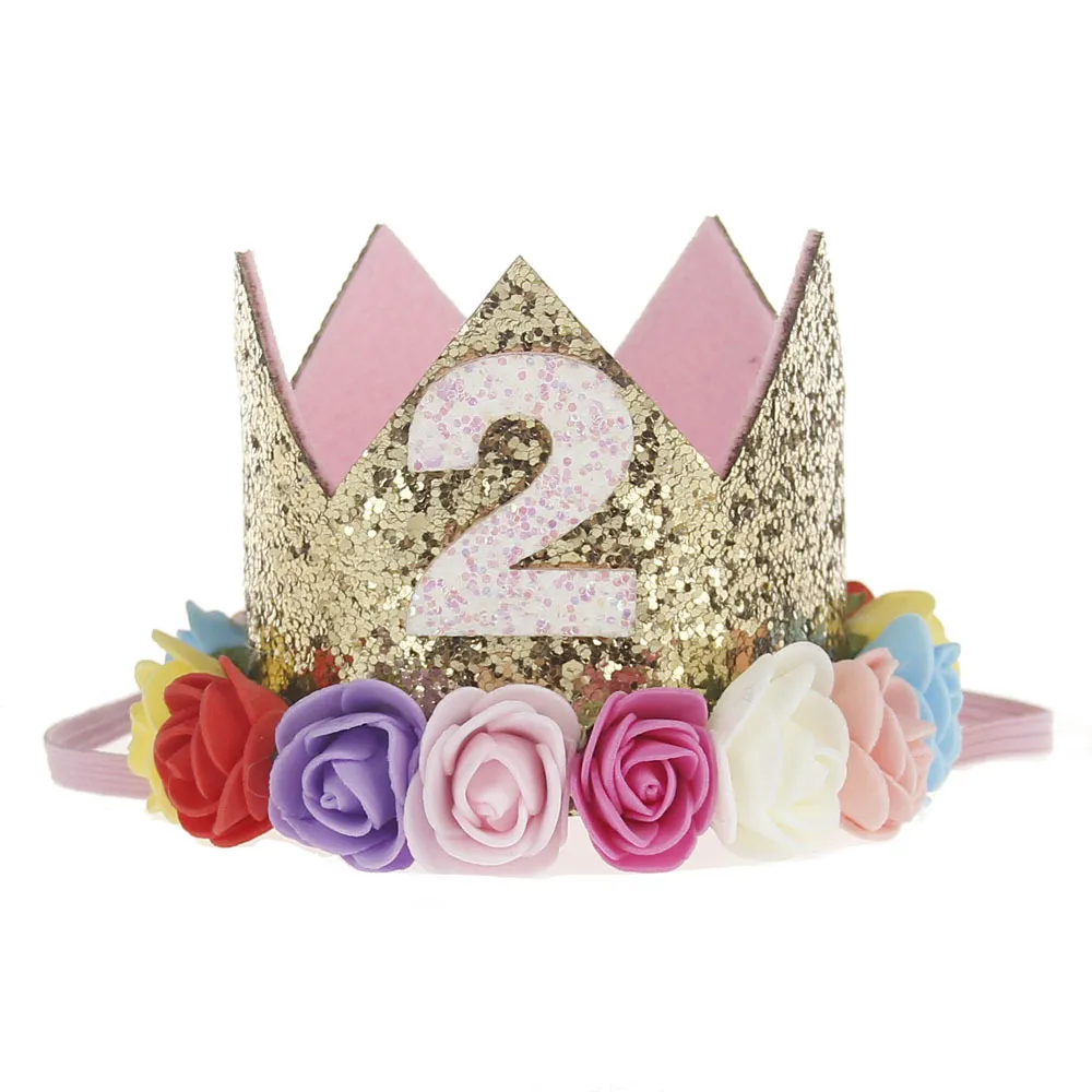 Chapeaux de fête d'anniversaire pour bébés filles, avec bandeau, princesse reine, couronne, bandeau élastique, couvre-chef, cadeaux d'anniversaire pour enfants