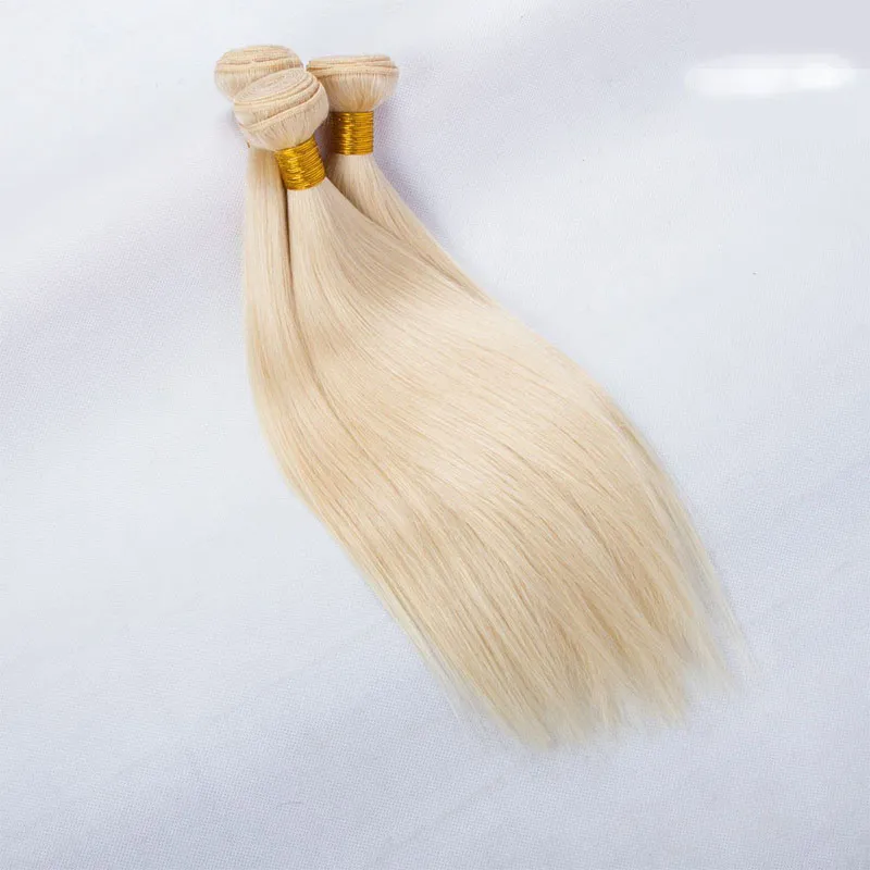 新しい到着蜂蜜金髪の人間の髪の束613＃白金ブロンドストレートの髪の延長ブラジルの未処理のバージンヘアー織り