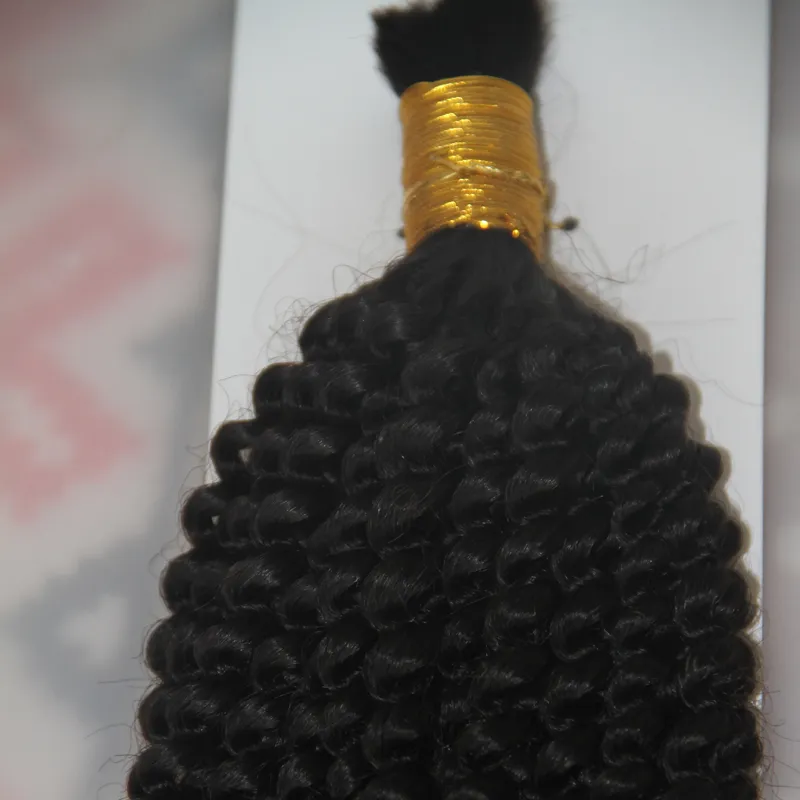 1 Jet Black 1 번들 10 ~ 26 인치 인간 브레이딩 헤어 대량 No Weft Mongolian Afro Kinky Curly Bulk Hair Braining