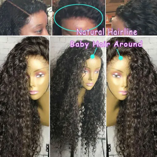 موجة المياه الدانتيل الجبهة الباروكات شعر الإنسان أمامي ريمي لمة للنساء السود 130٪ الكثافة مجعد قبل التقطه شعري الطبيعي
