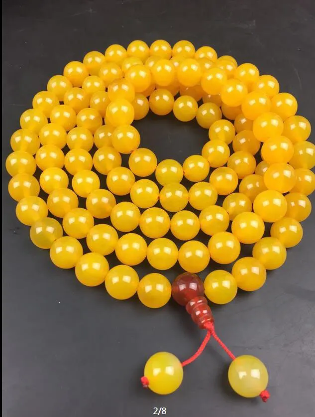 10mm Natural yellow agate beads necklace with C10123457387521