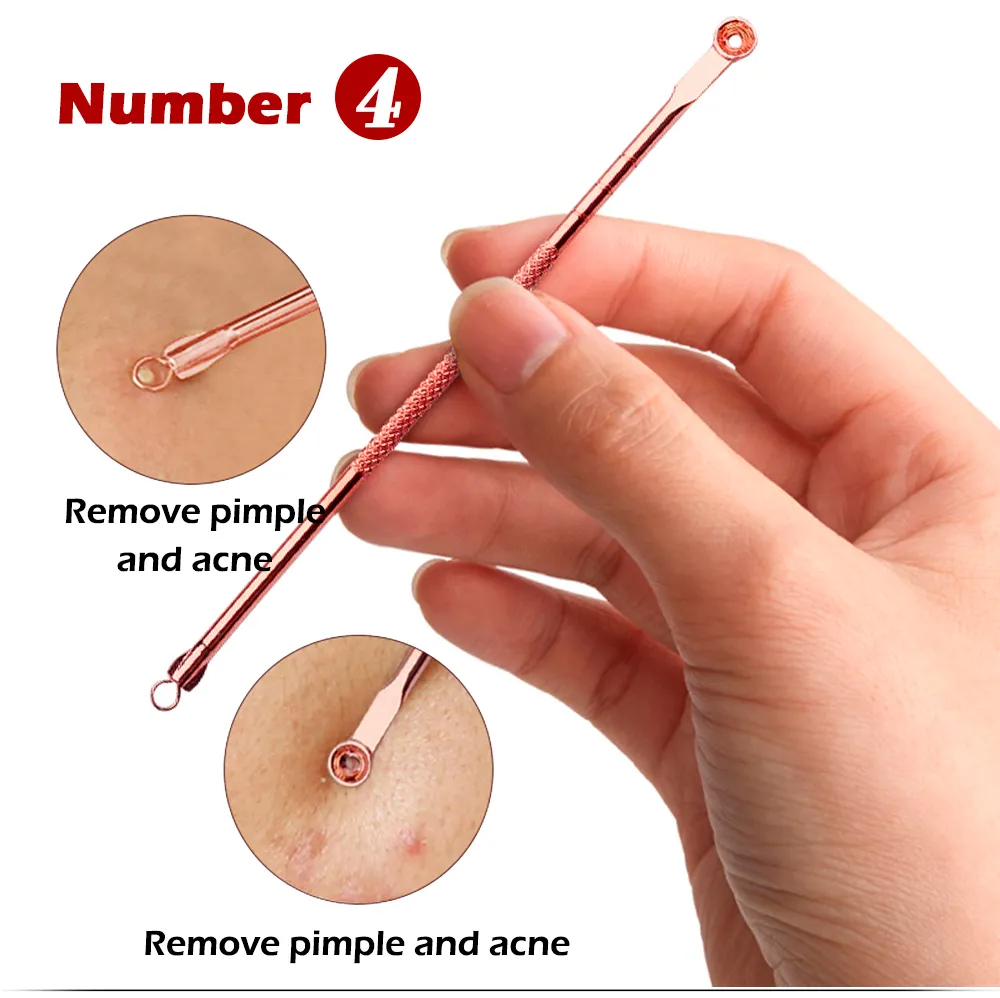 세트 스테인레스 스틸 블랙 헤드 코 데본 추출기 로즈 골드 실버 여드리트 스팟 클렌저 뷰티 얼굴 청소 케어 도구