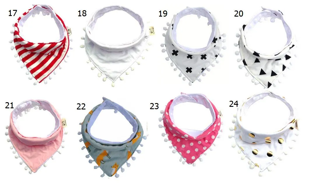 50st Xmas Baby Soft Tassel Triangle Bib Burp Cloths Mjuk Bomull Minky Dots Vattenabsorption Bandana BIBS Saliva Bavoir Handduk Pinafore Ye012
