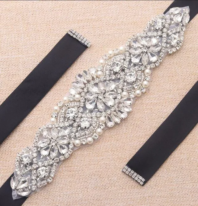 MissRDress perles ceinture de mariage strass ceinture robe de mariée ceintures argent cristal ceinture de mariée pour robe de mariée YS8371612879