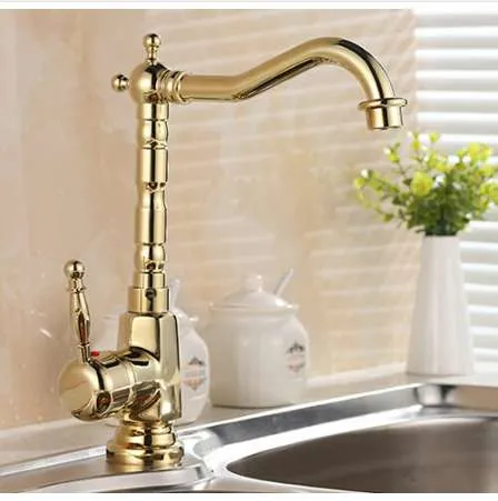 Nieuwe aankomsten Europese retro-stijl en gouden oppervlak keukenkraan badkamer wastafel kraan door messing sink tapkraan watermixer Tap