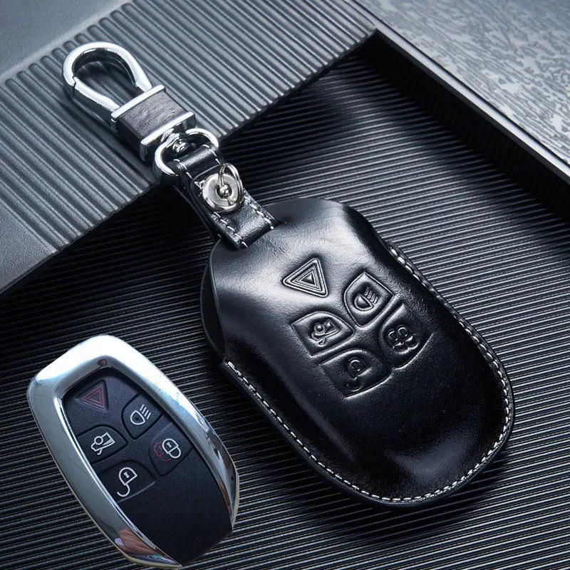 Leather Car key Fob cover for Jaguar XJ 2009 2010 2011 2012 XJL Key Case Holder Keyless Entry Accessoriess242Z