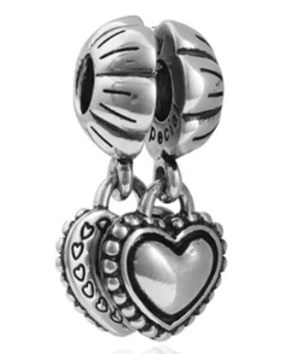 Adatto ai braccialetti Pandora 30pcs Cuore Sorella Ciondola Charms Perline Charms in argento Perline per accessori per gioielli collana europea fai da te all'ingrosso